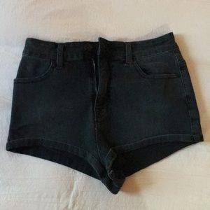 Black denim shorts